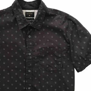 Quiksilver Moden Fit Gray Short Sleeve Cotton Printed Peace Sign Mens Shirt - S